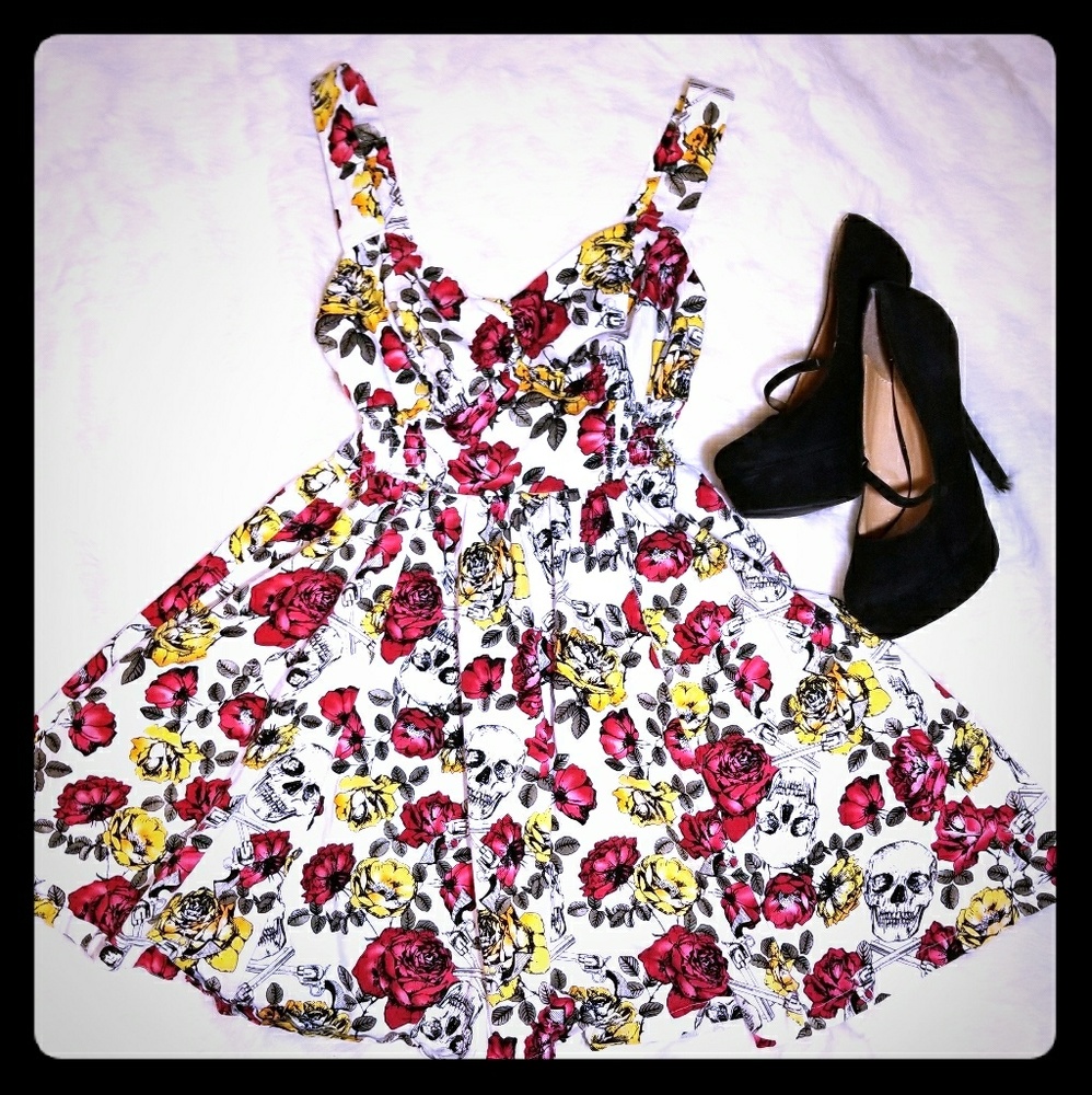 Guns, Skulls, and Roses 50s inspired Mini Dress